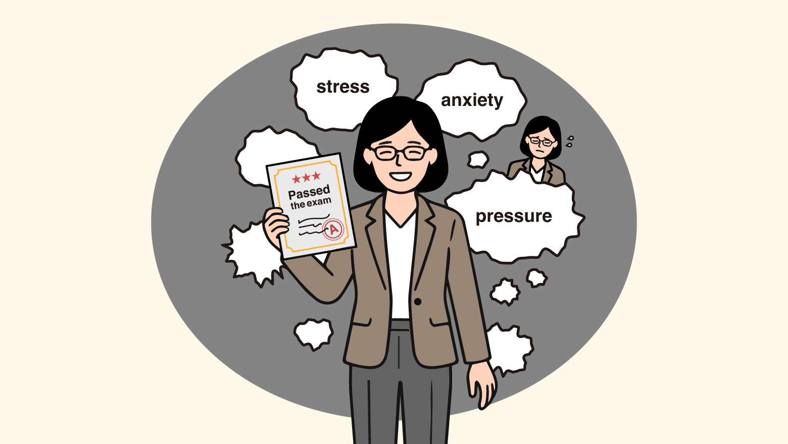 昇進や合格で笑顔の人にストレスがのしかかっている